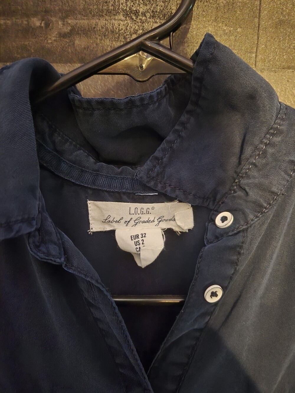 Women’s Navy Button-Front Shirt Dress - Picture 2 of 8